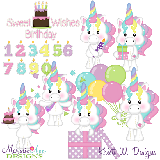 Magical Unicorns Birthday Exclusive SVG Cutting Files + Clipart - Click Image to Close
